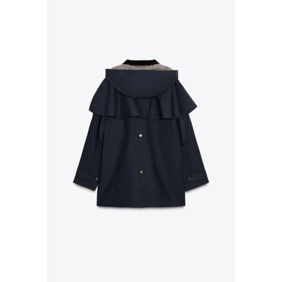 ZARA HOODED CONTRAST LAPEL TRENCH COAT ZW COLLECTION - Picture 6 of 8